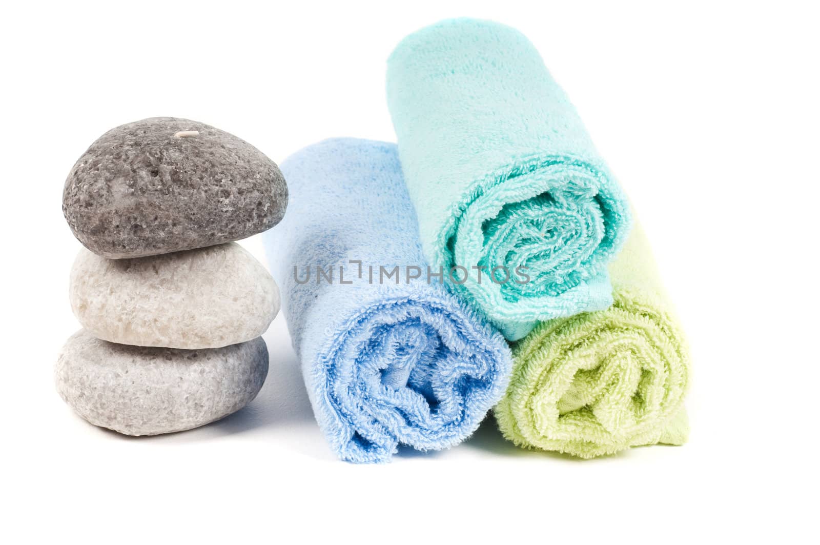 Studio shot of spa accessories, isolated on white