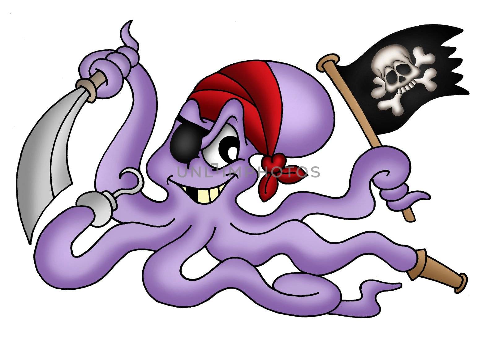 Color illustration of pirate octopus.