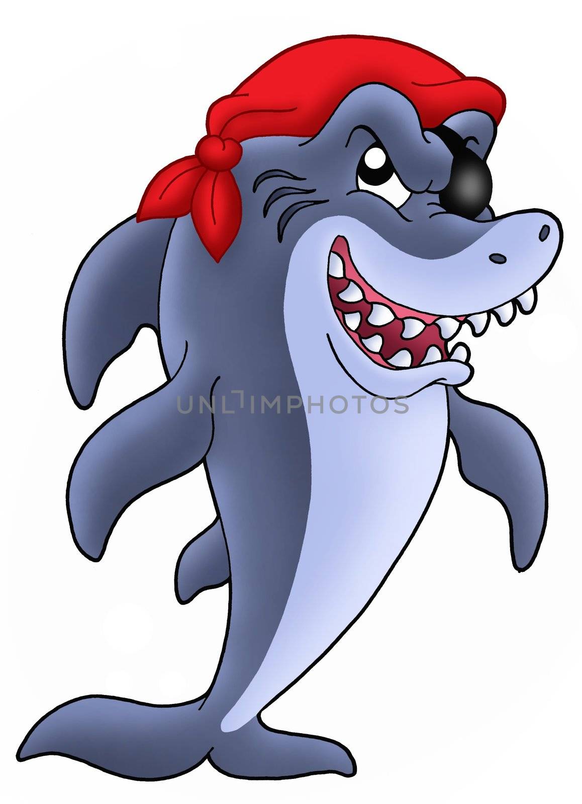 Blue pirate shark - color illustration.