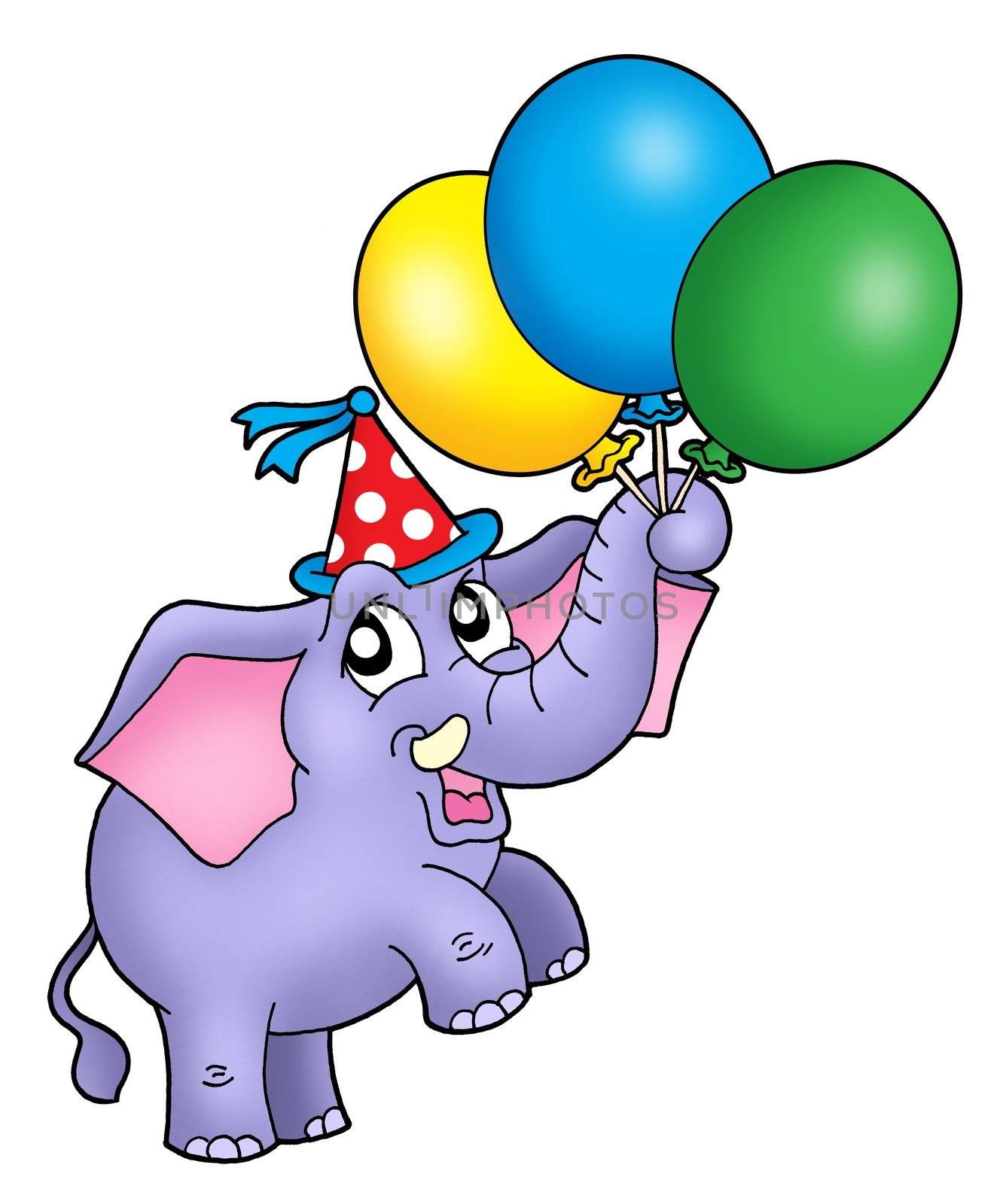 Small elephant with balloons by clairev