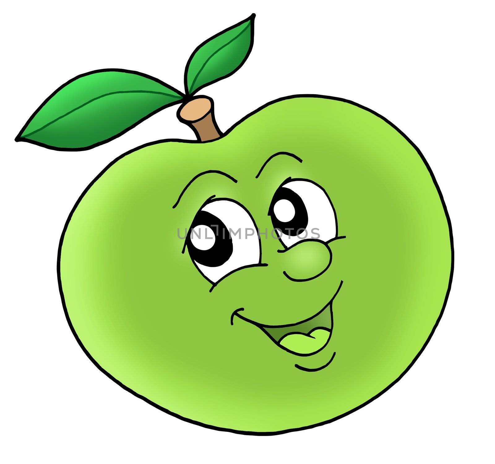 Smiling green apple by clairev