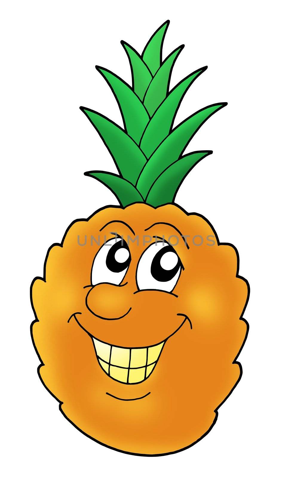 Smiling orange pineapple - color illustration.