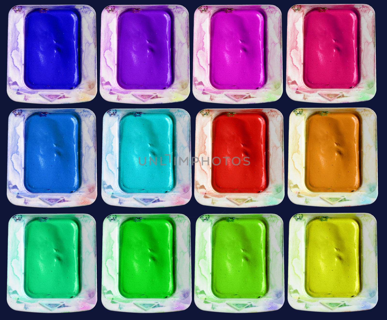 Set of isolated colors of watercolor paint-box