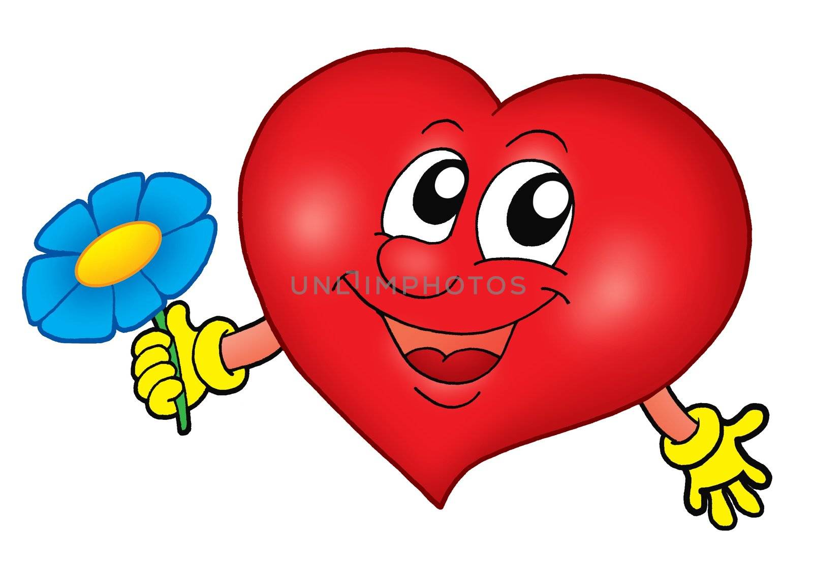 Smiling heart with flower - color illustration.