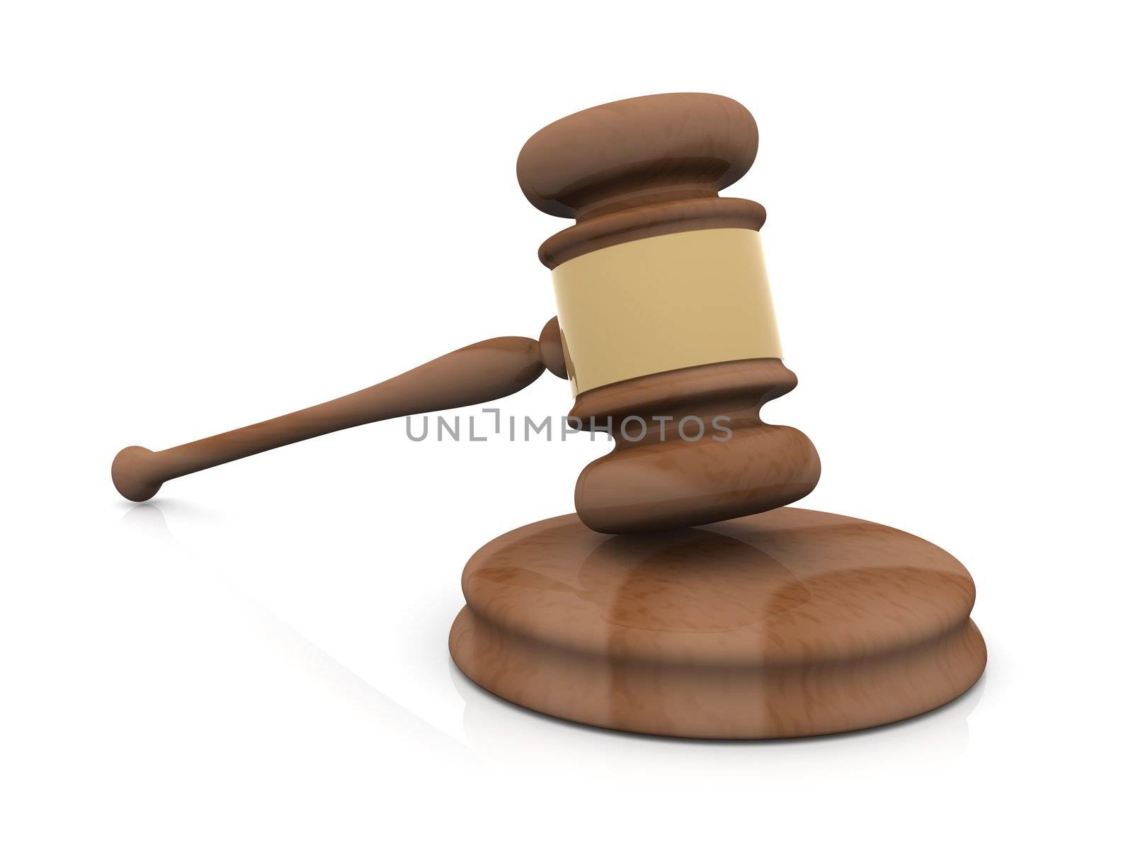 3D rendered Illustration. Isolated on white. An Auction or Court Hammer.