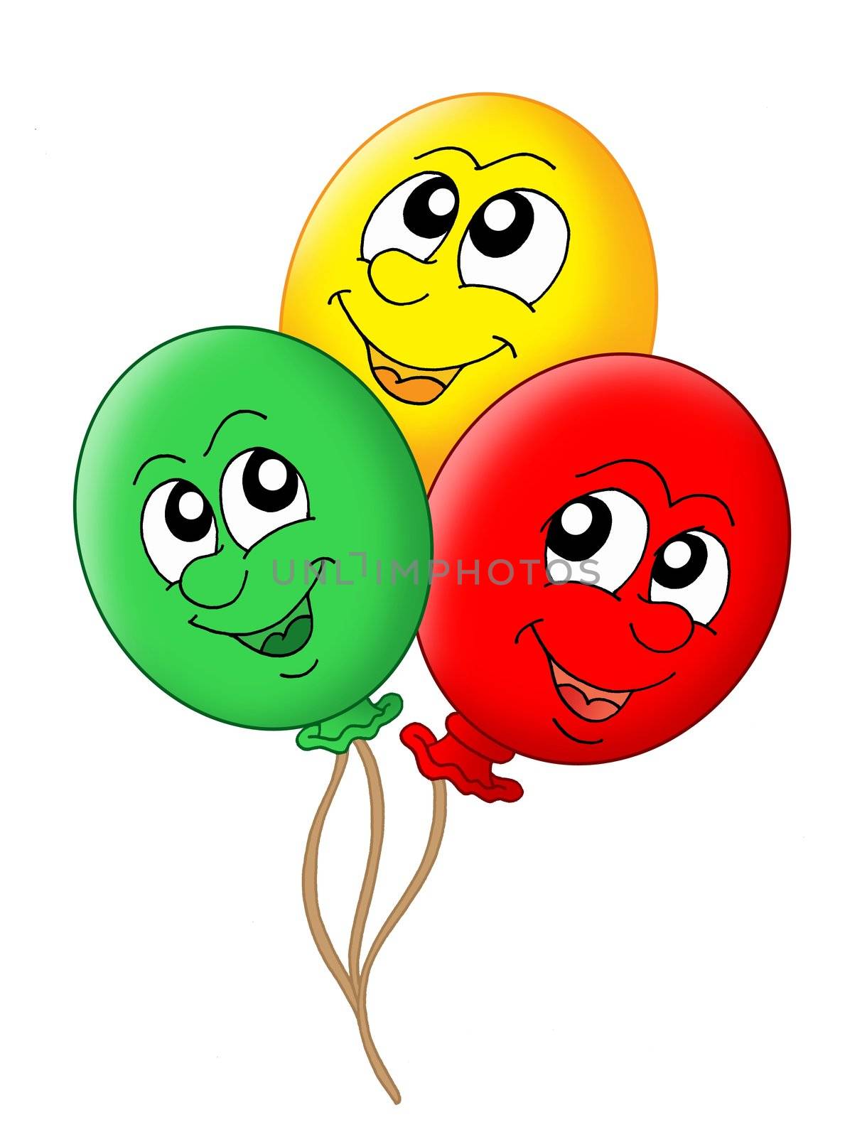 Color illustration of three balloons.