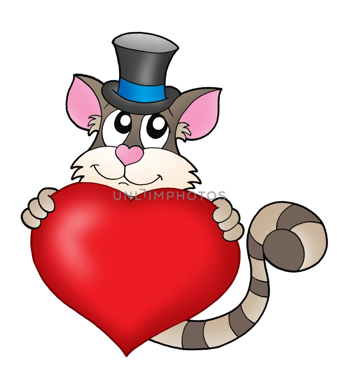 Tom cat with heart - color illustration.