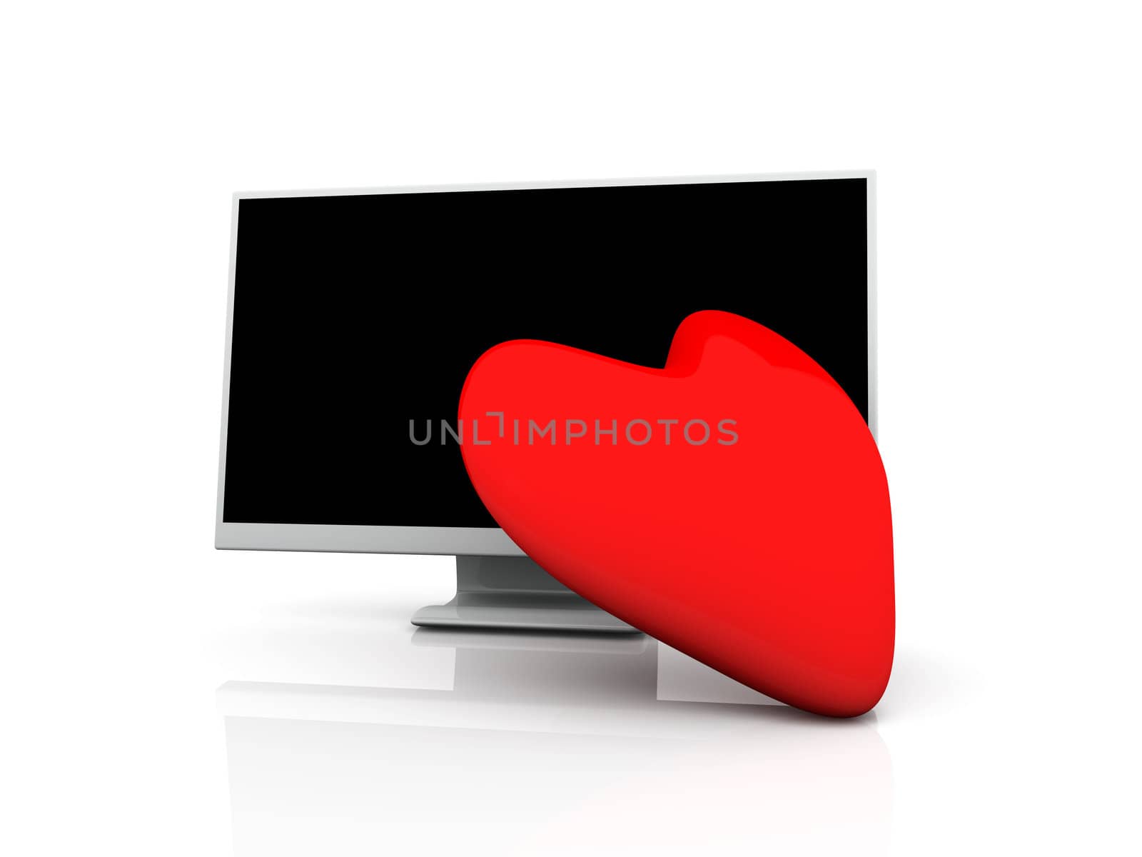 3D Illustration. Widescreen Display and a Heart.