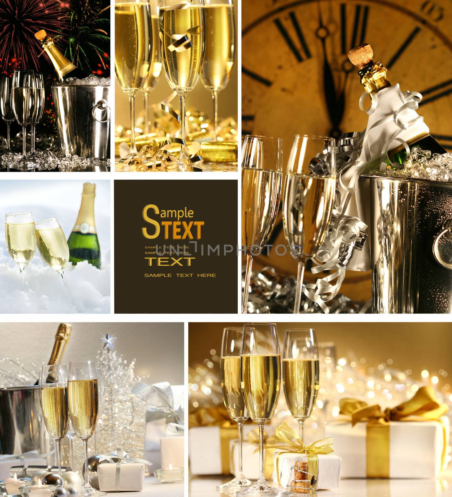 Collage of champagne images for New Years  by Sandralise