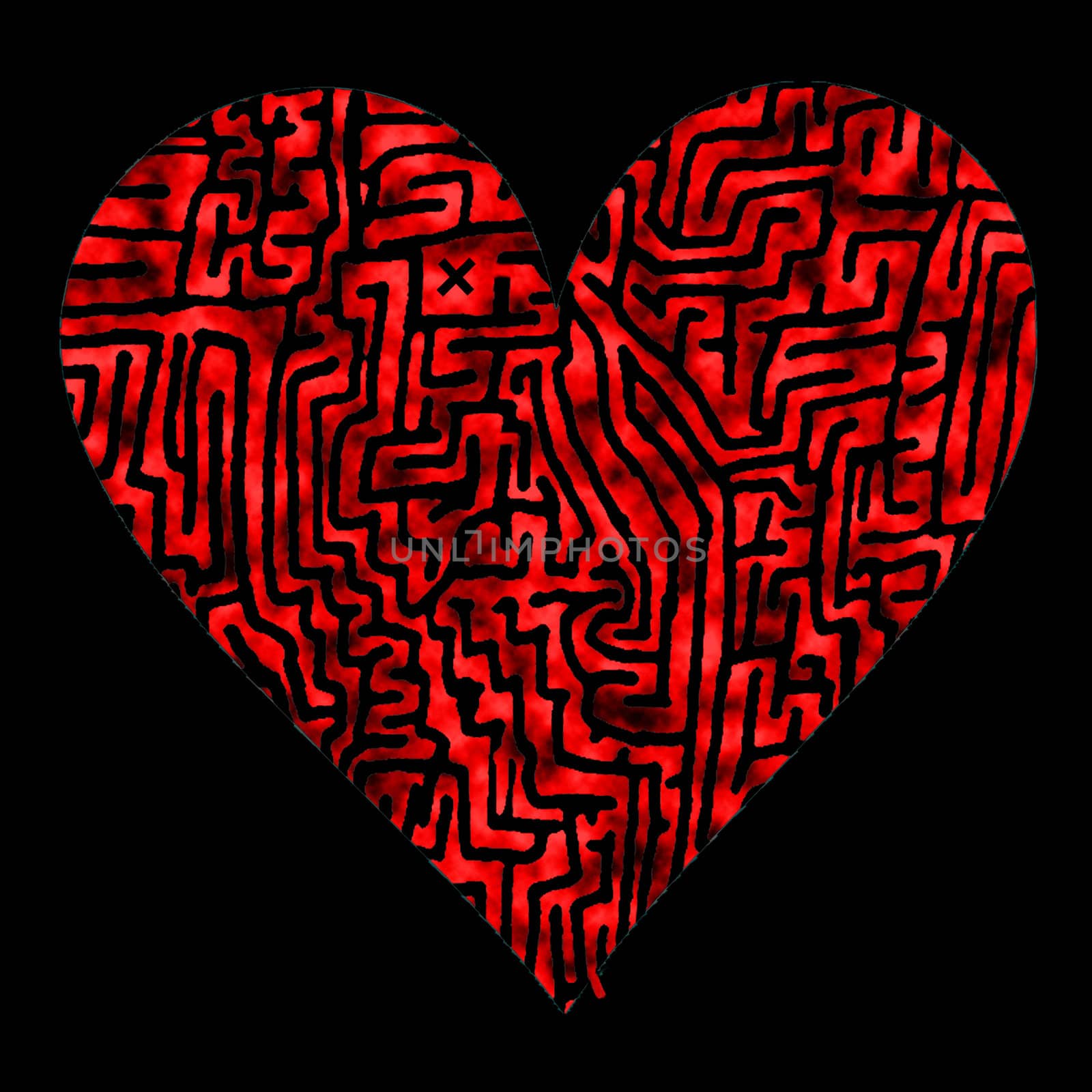 Labyrinth Heart with start and finish