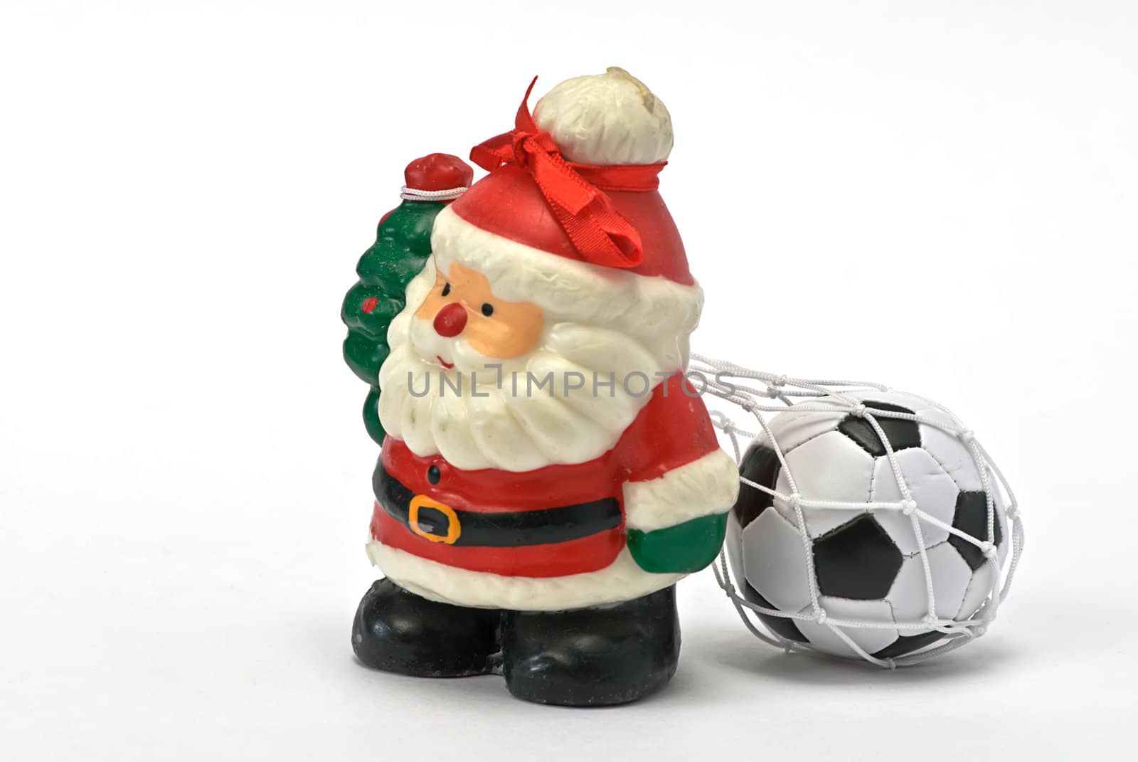 Santa Claus isolated on white whit football