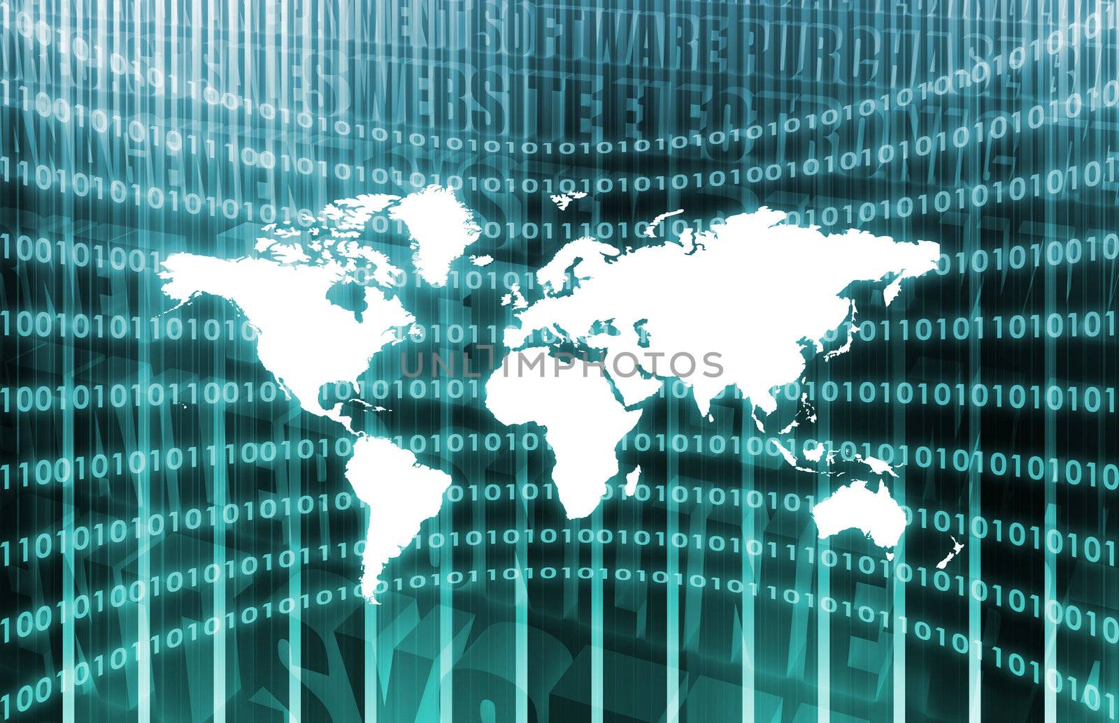 Worldwide Network Media in a Blue Abstract