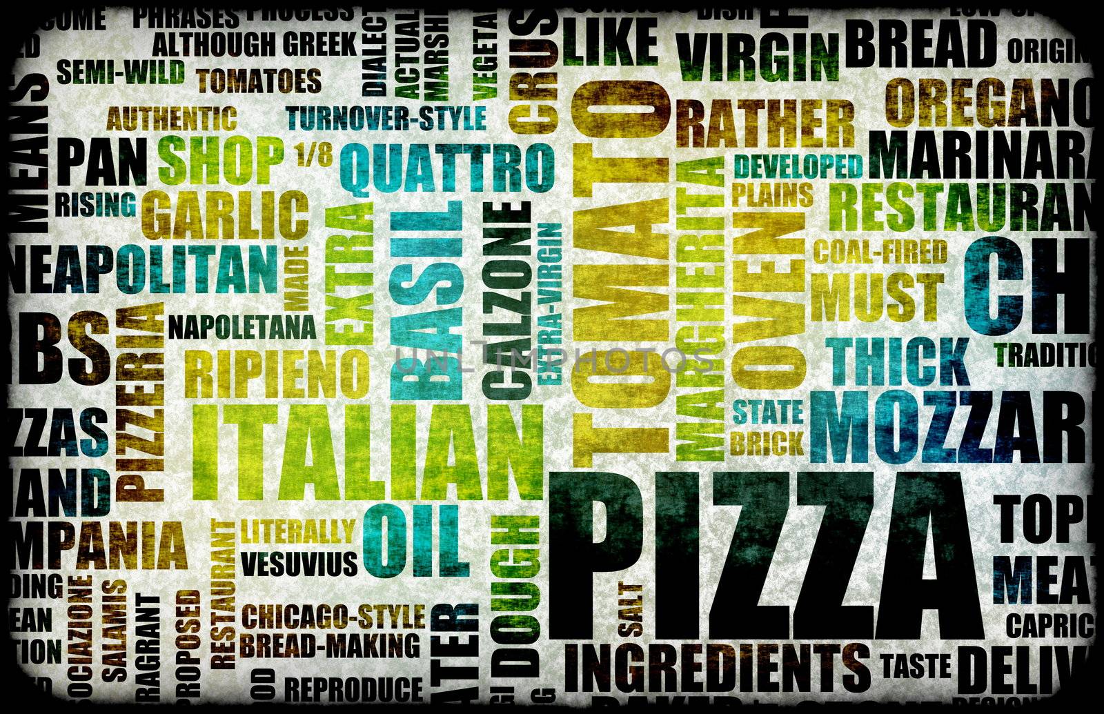 Pizza Menu as Concept Background with Toppings