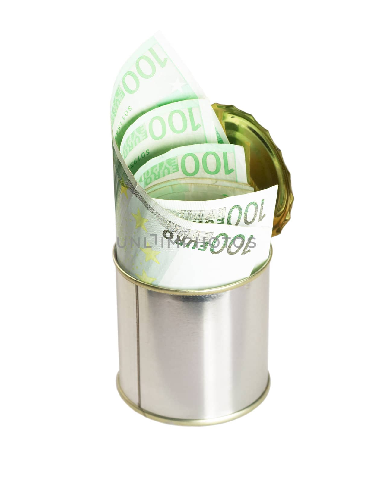 euro bills on a tin can by keko64
