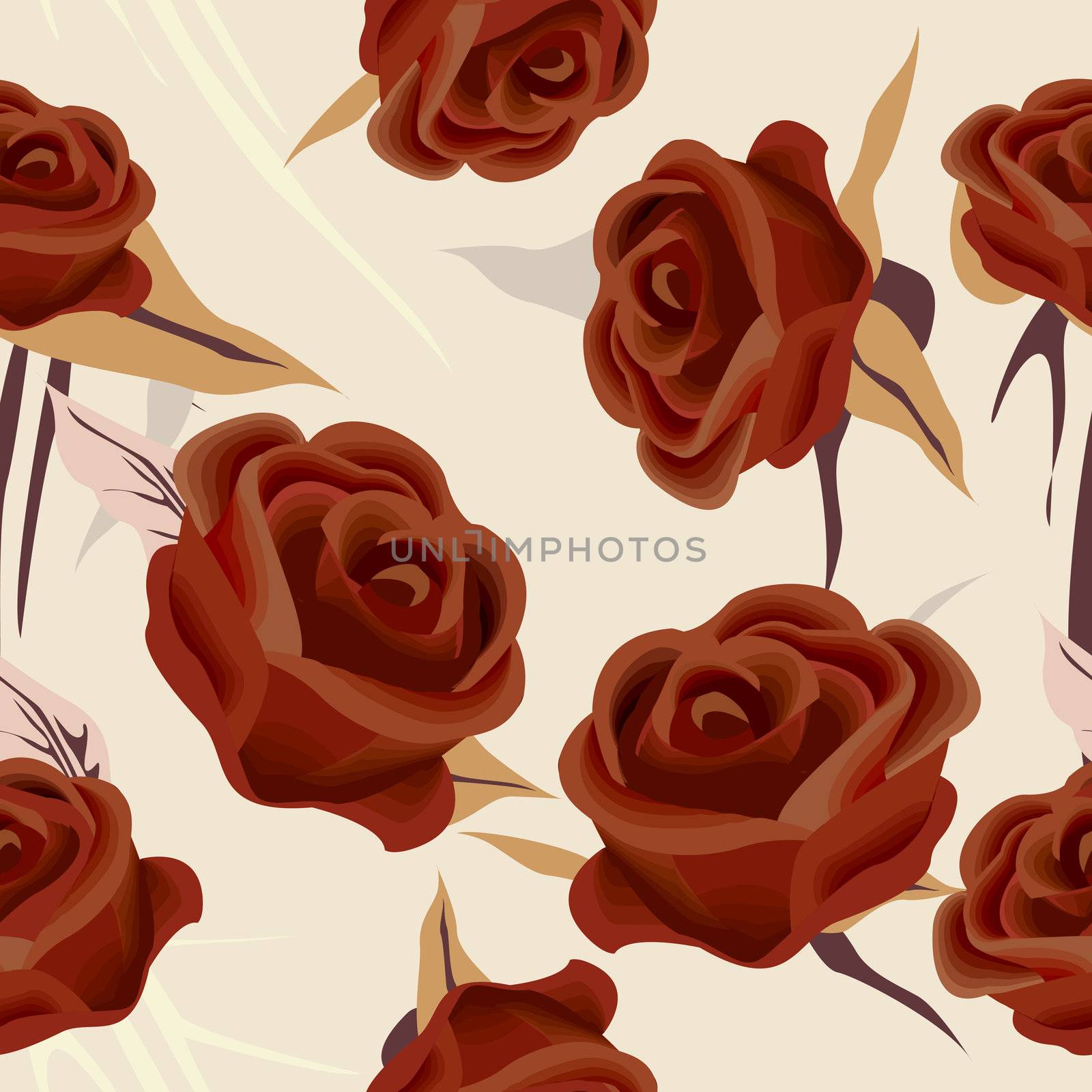 Seamless background with red roses, pattern