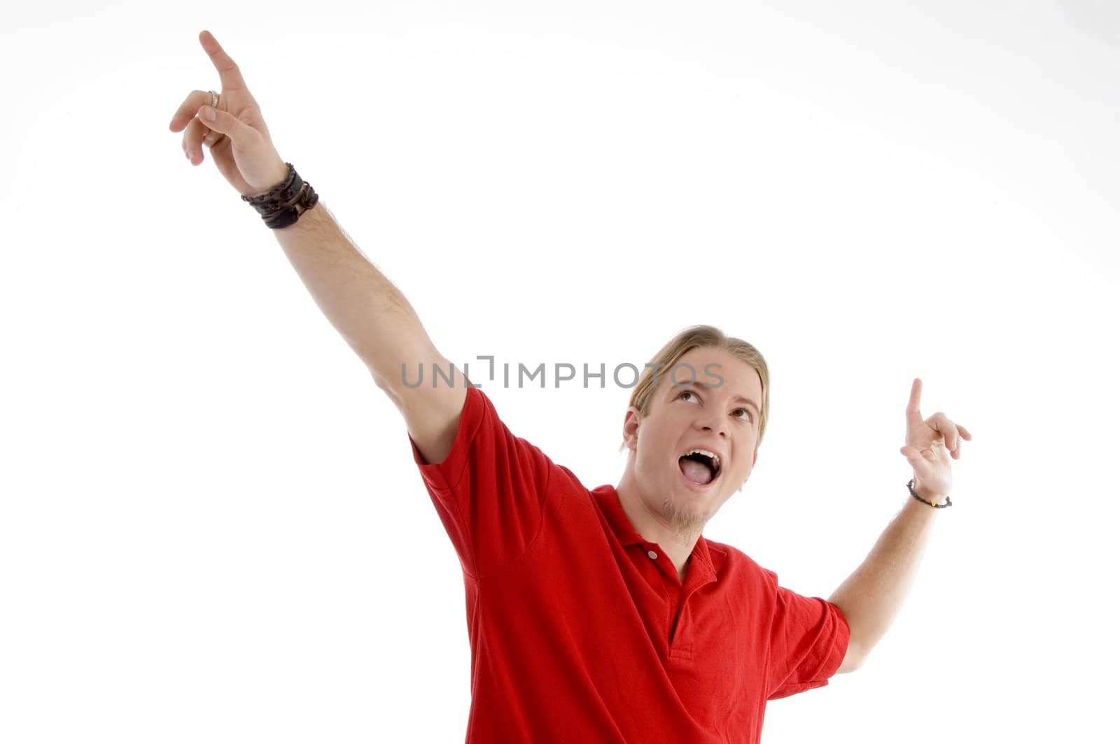 smart young man showing happy gesture on an isolated white background