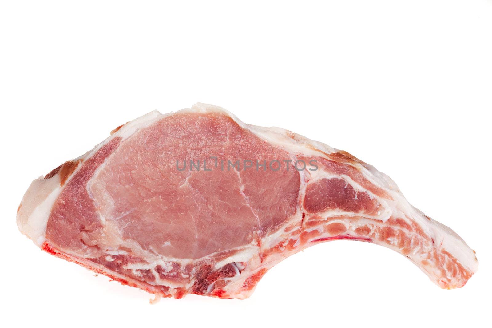 isolated raw pork cutlet