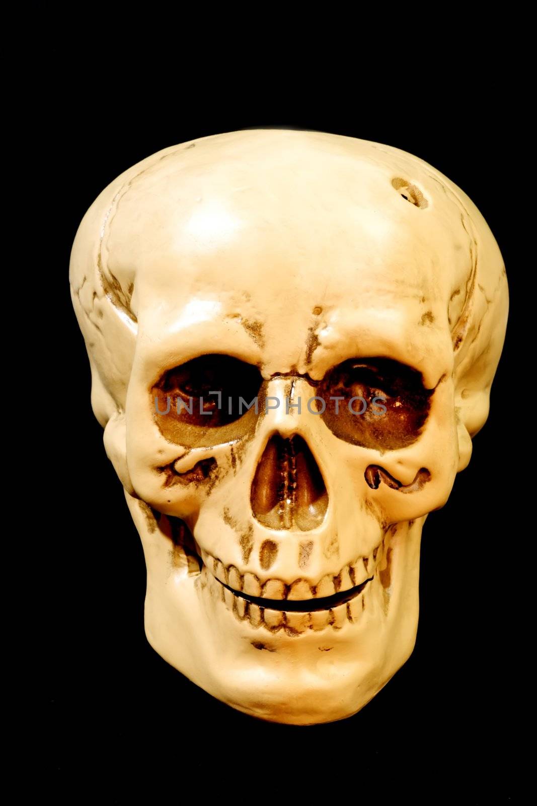 Imitation of a human skull - isolated on black background