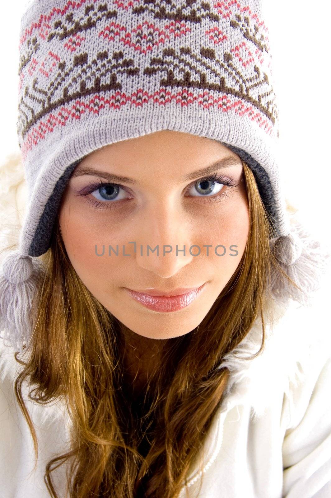 face of attractive  female  with white background