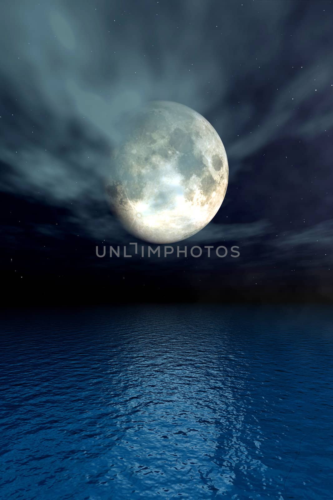 3d rendered Illustration. Midnight scenery.