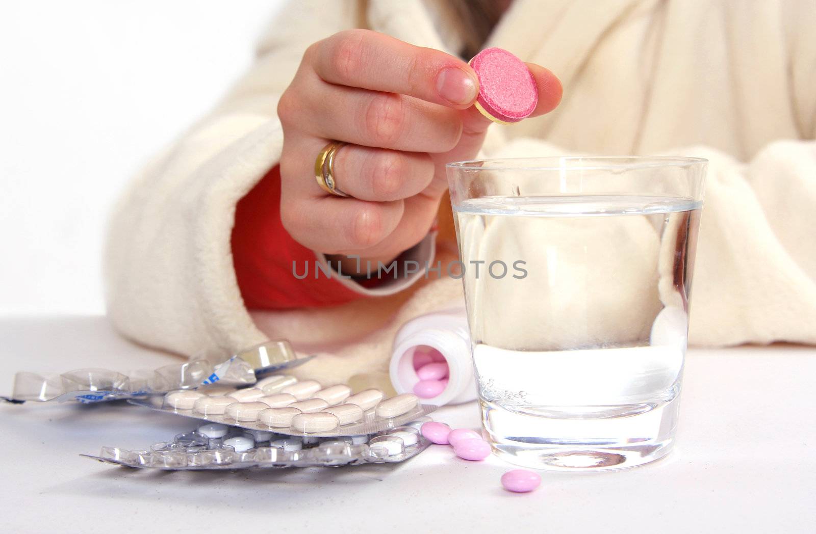 ill woman and pills