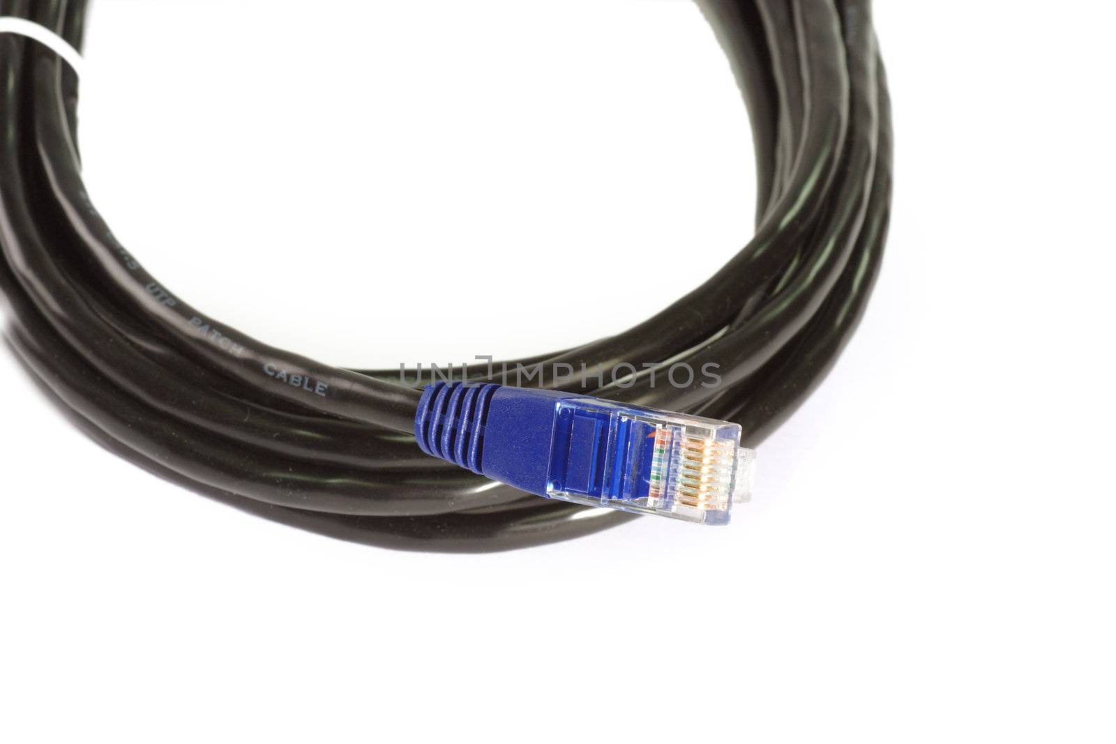 Close up of a network plug on light background
