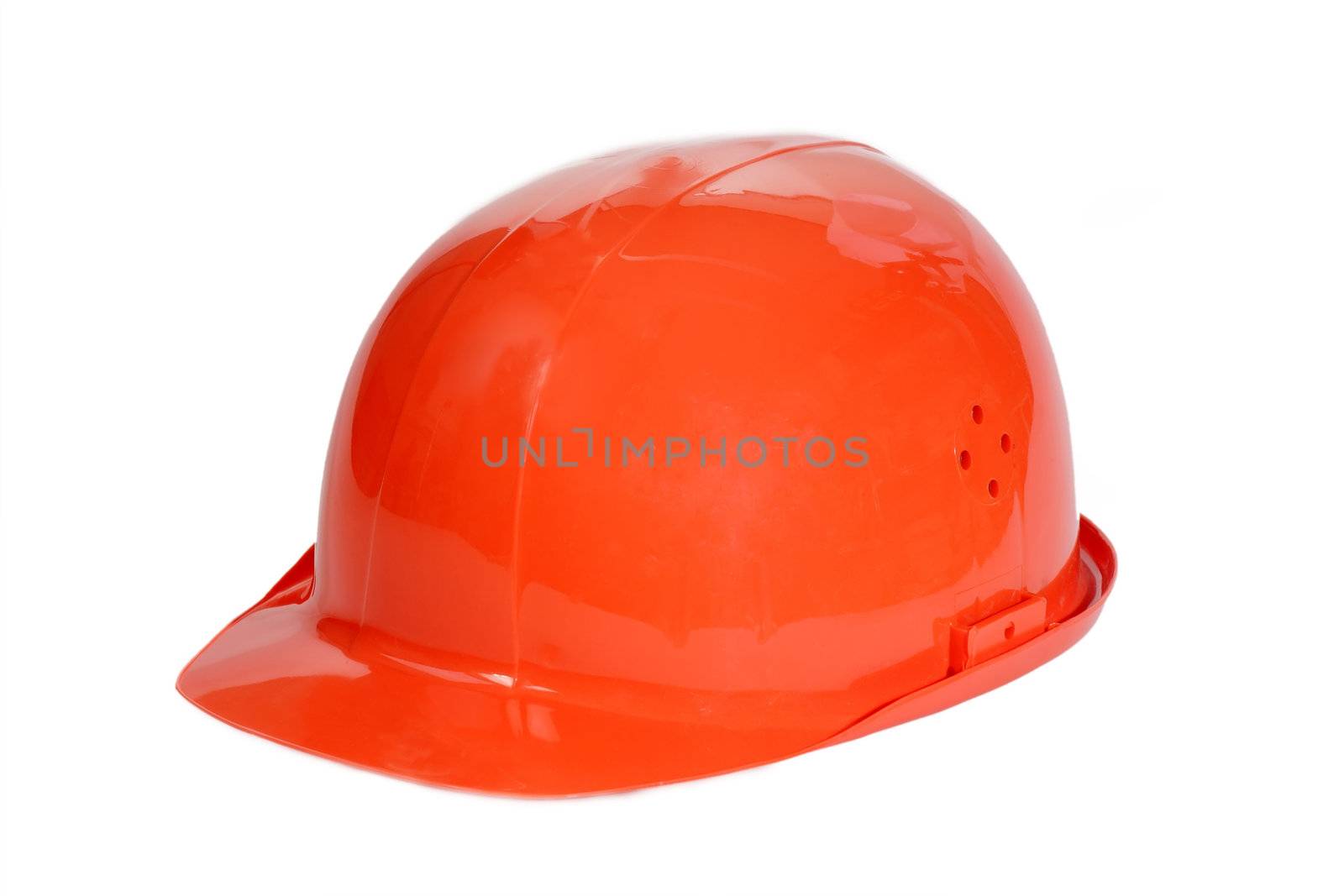 Orange safety hard hat on white.
