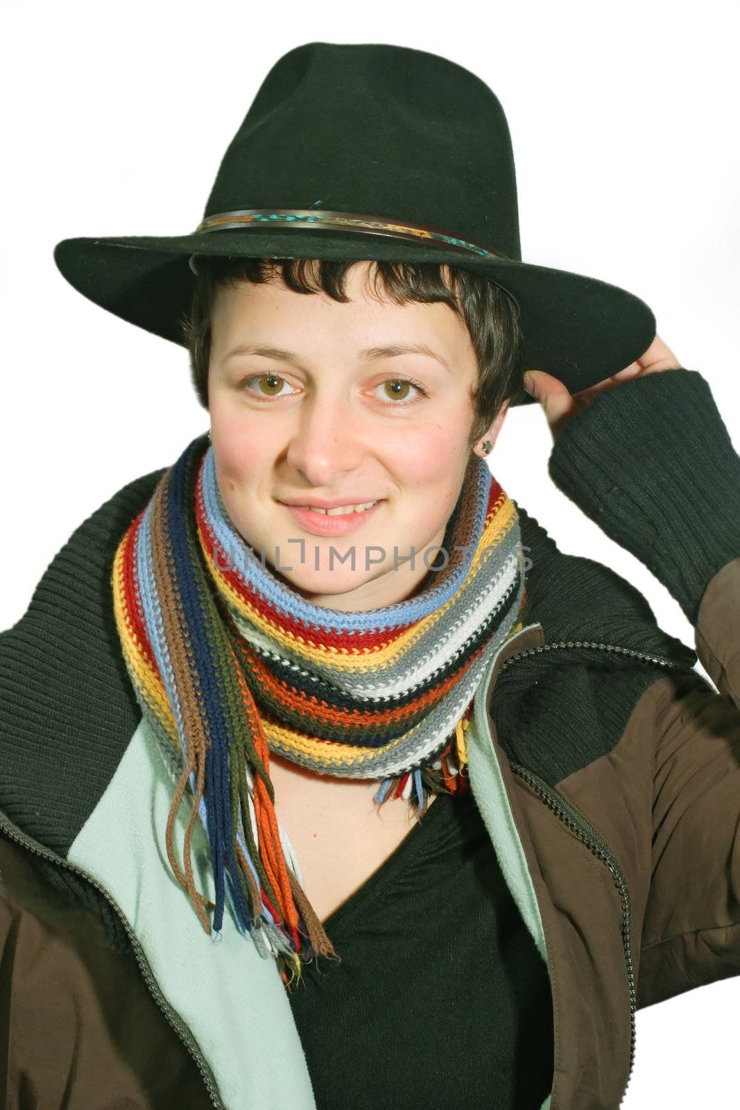 Young woman with black hat
