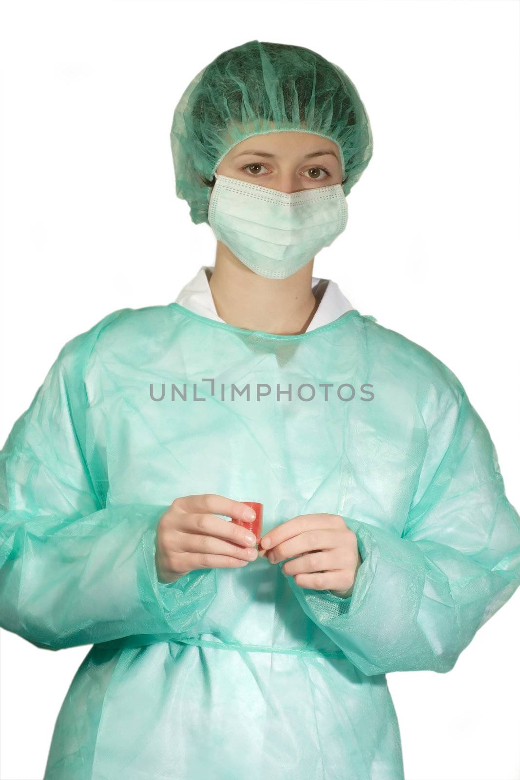 Young attractive female doctor in uniform