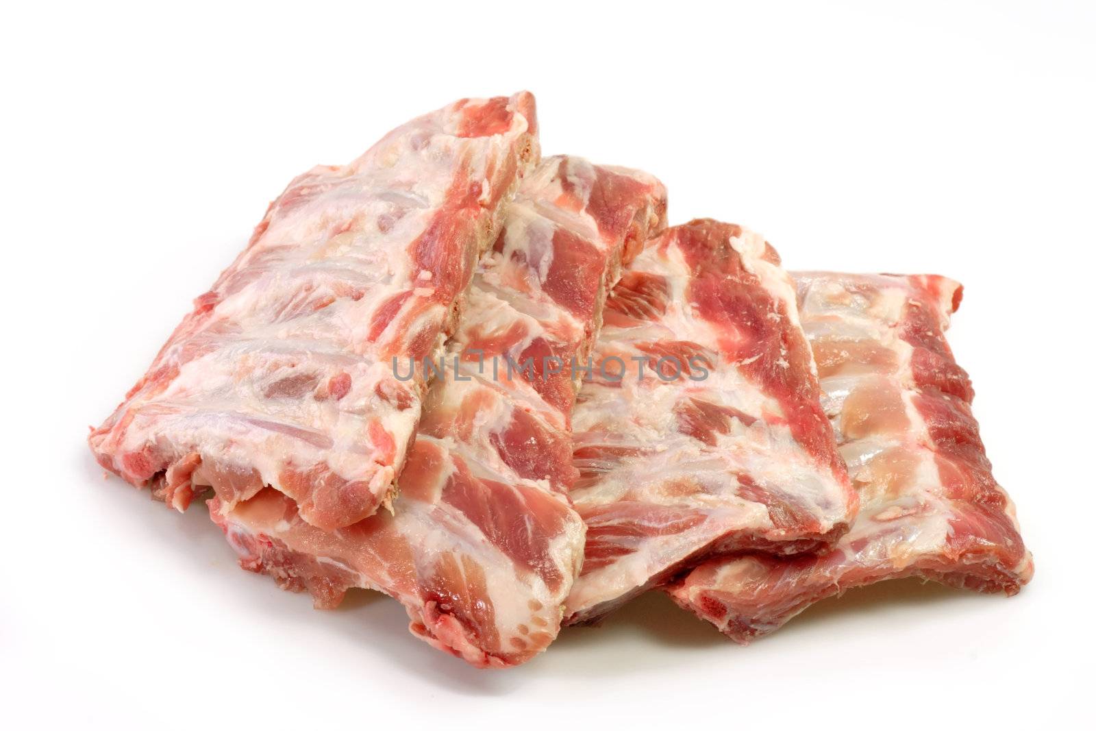 
Pork ribs isolated against white. 