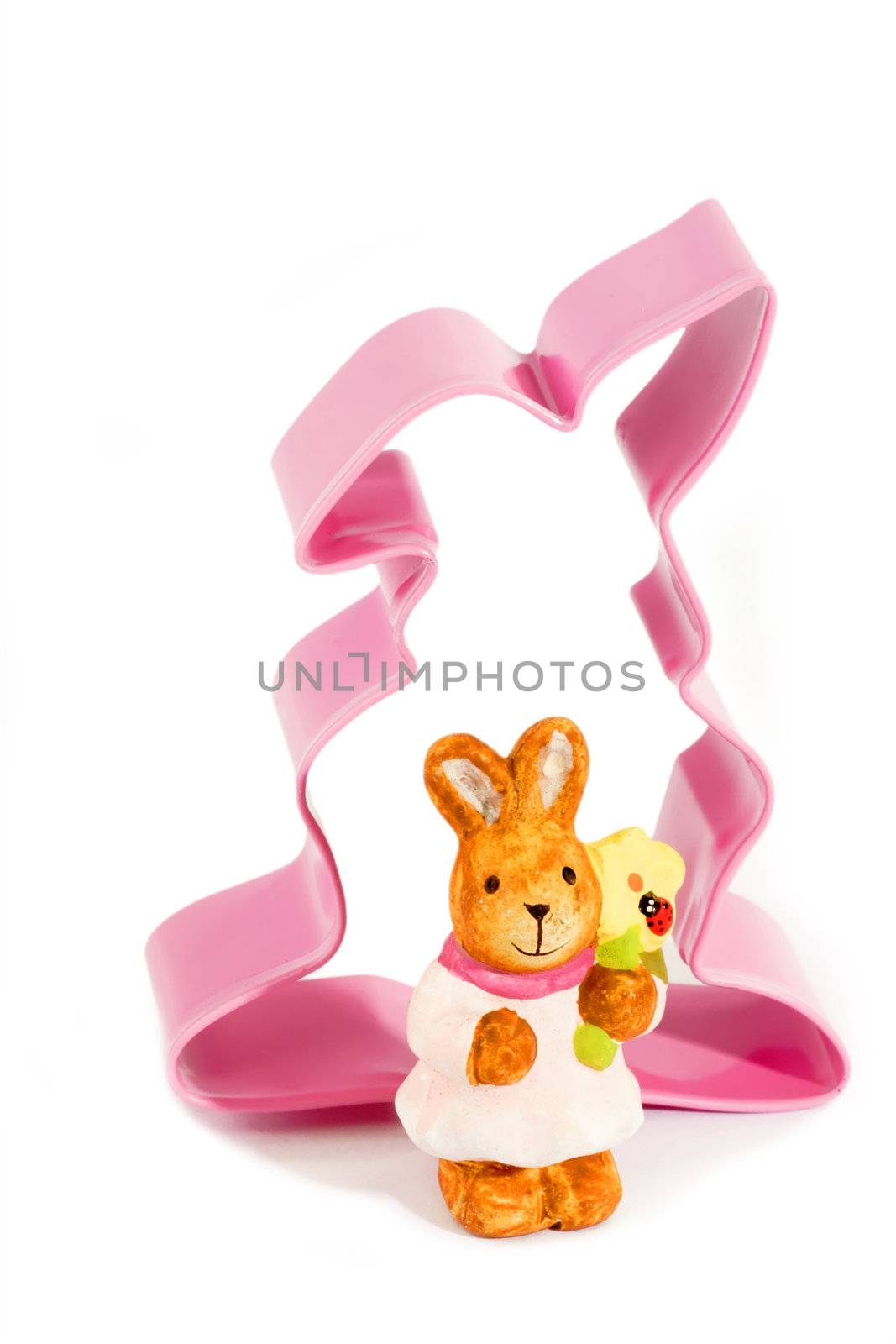 Pink easter bisquit cutter on bright background