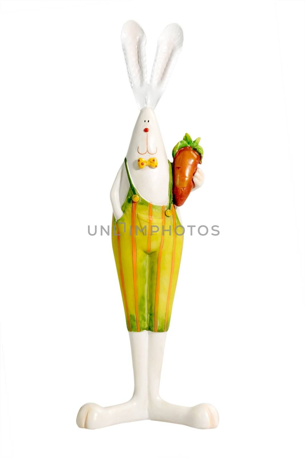 Easter bunny with carot - isolated on white background