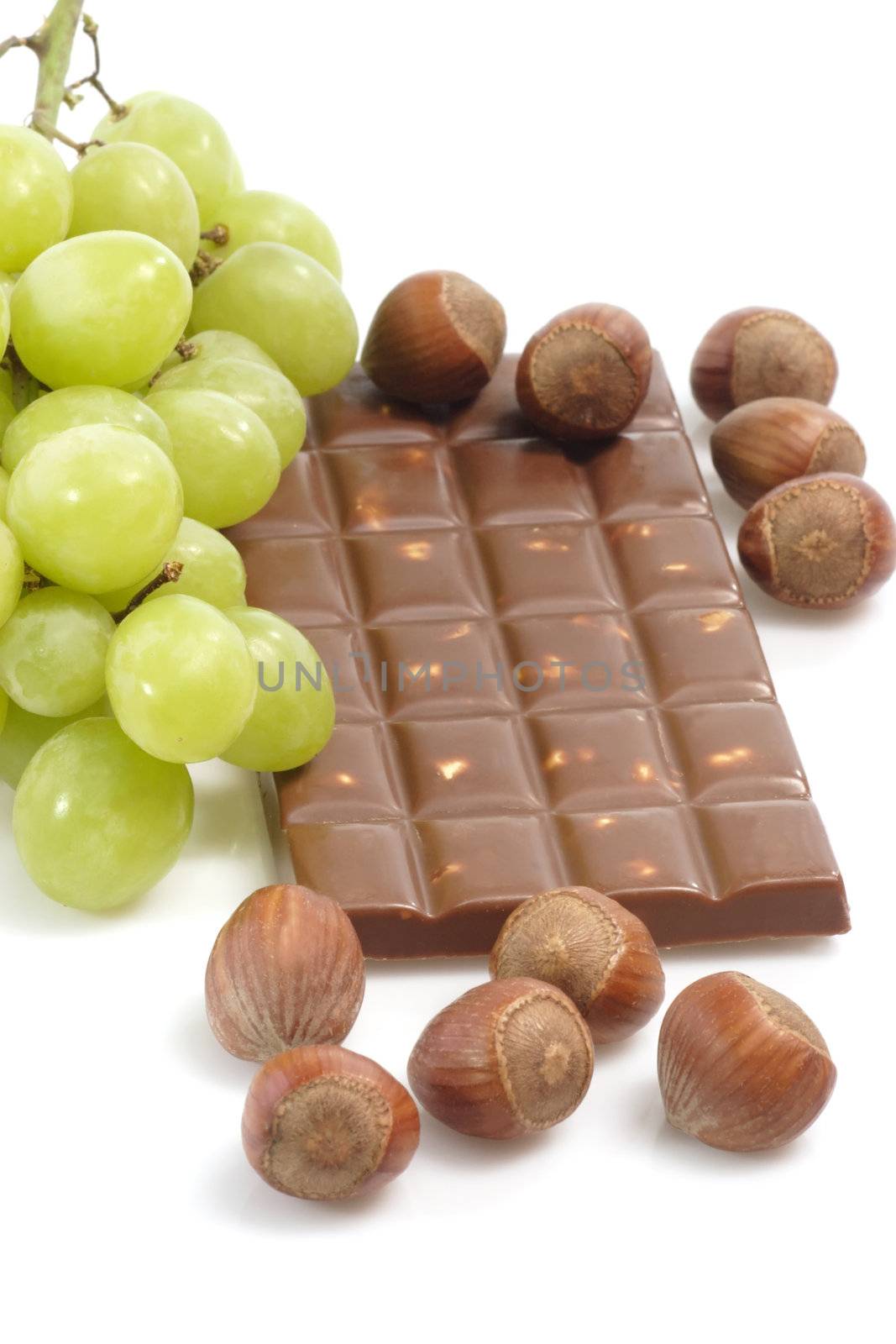 Delicious Close up of chocolate on bright background