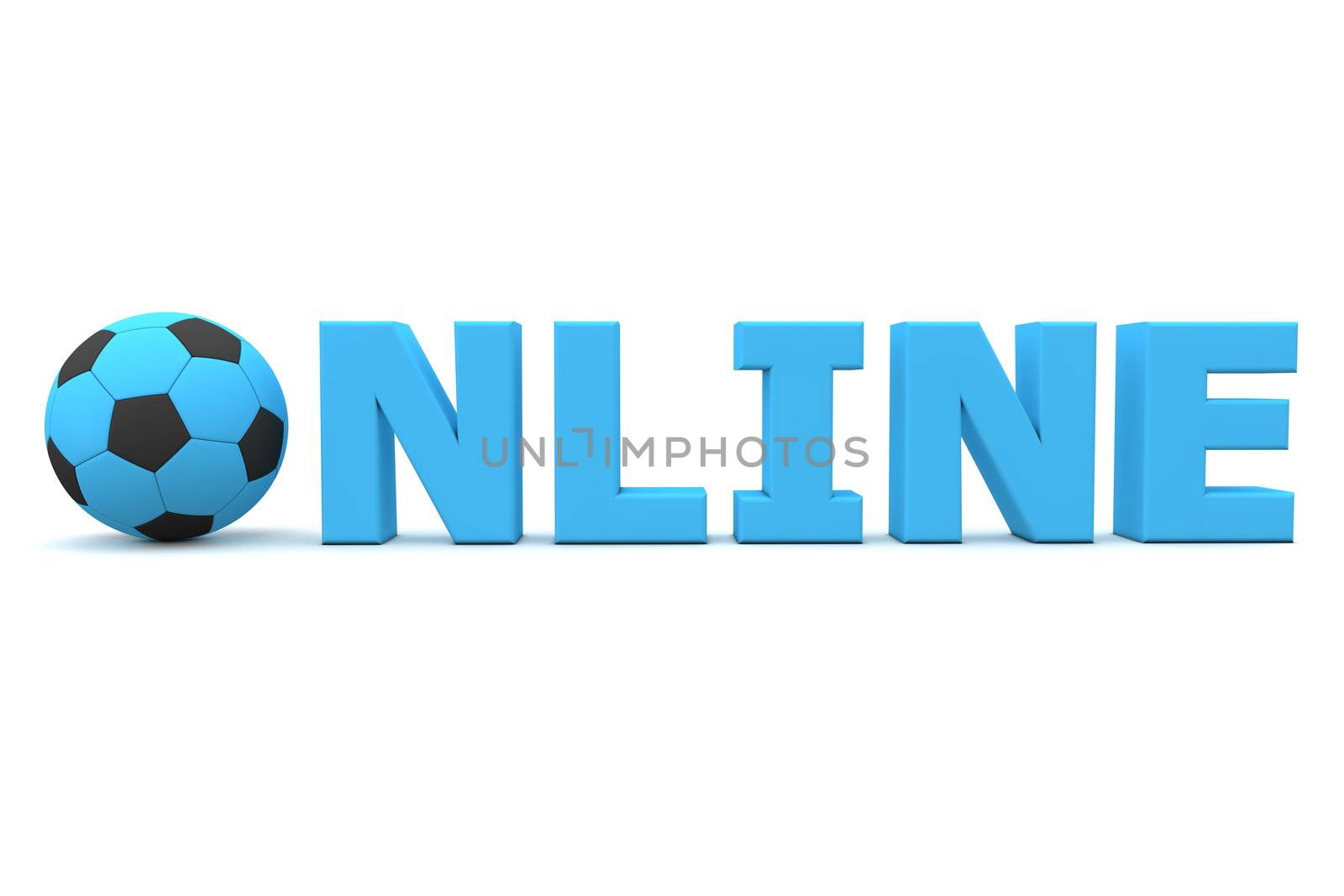 football/soccer ball with word Online in blue - ball is replacing letter O