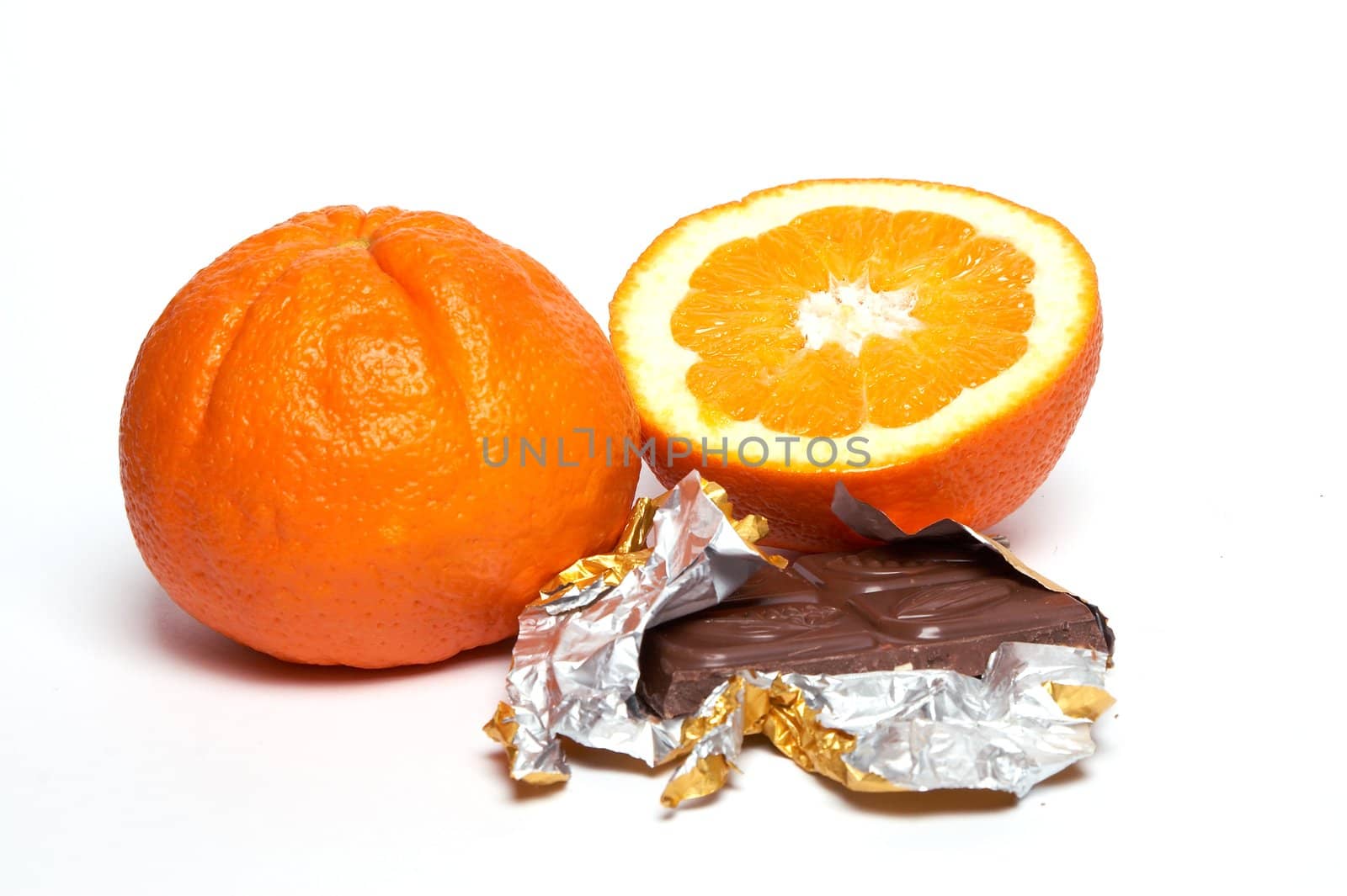 Chocolate or orange. Saparate on white.