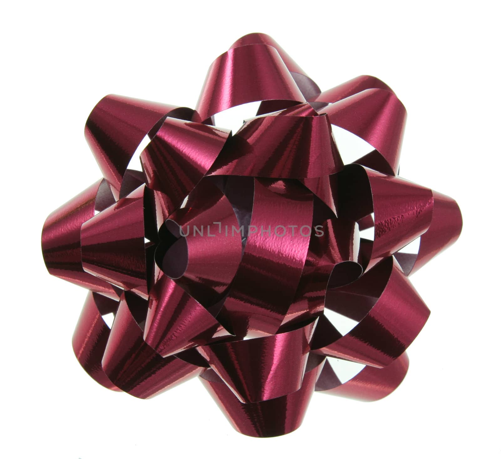 An isolated red Christmas gift bow.

