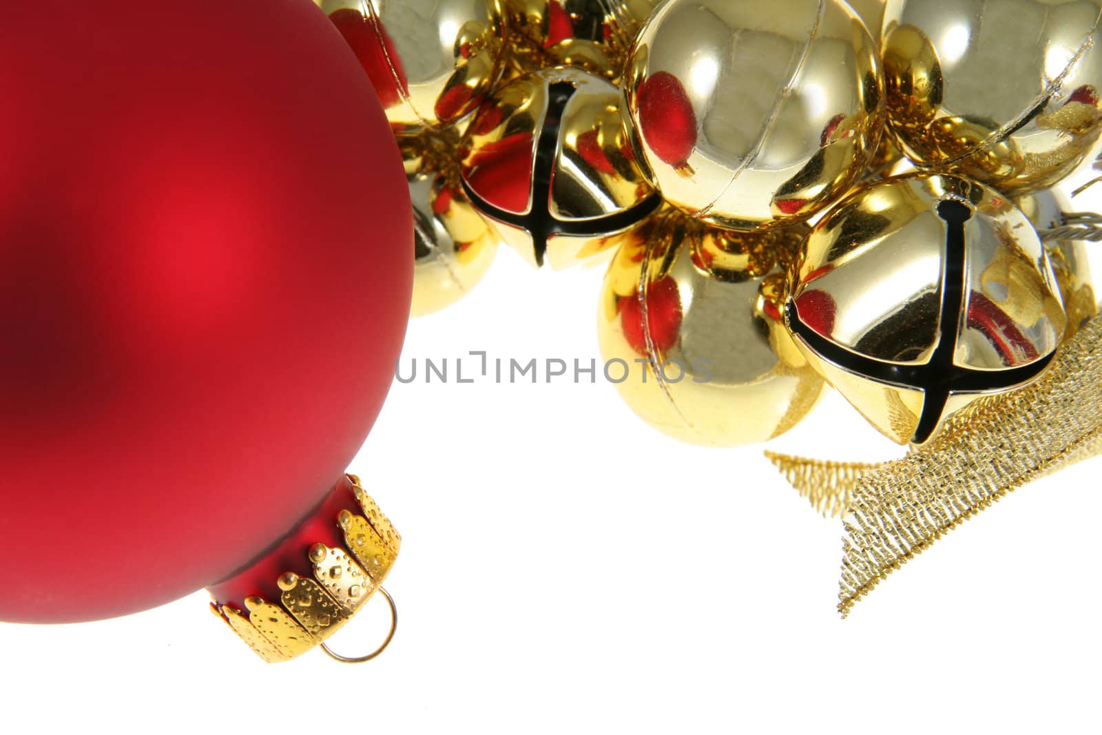 Red Bauble and Gold Bells Ornament
 by ca2hill