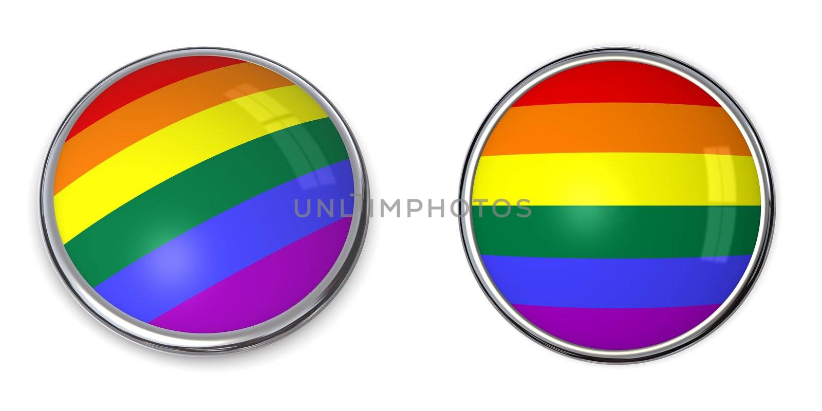 button style banner in 3D of gay/lesbian rainbow flag