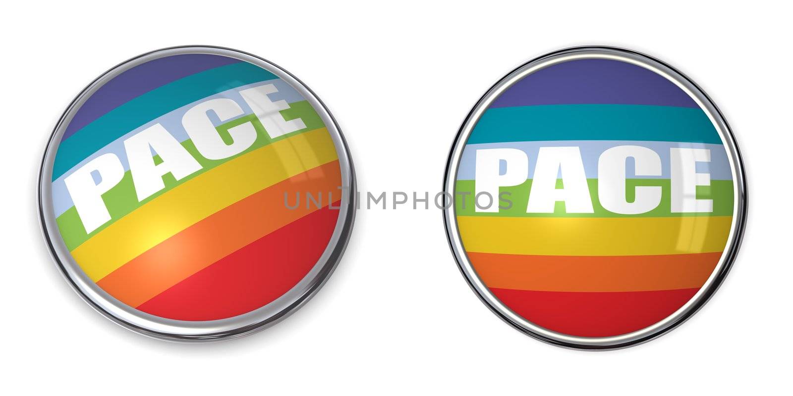 button style banner in 3D of pace/peace flag