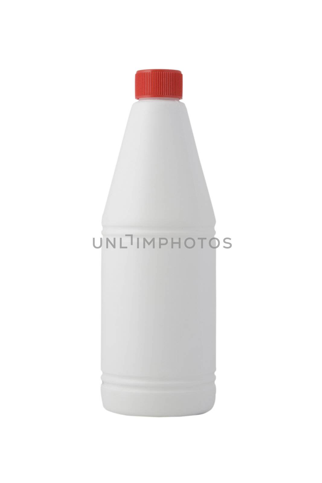 white bottle, cleaning product on white background