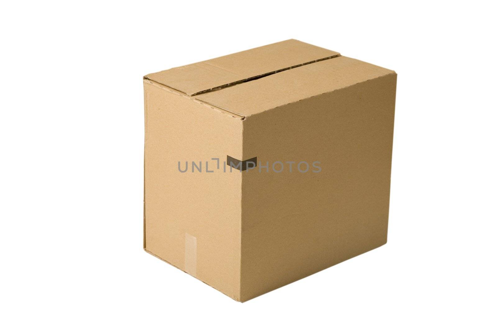 closed shipping cardboard box isolated on white