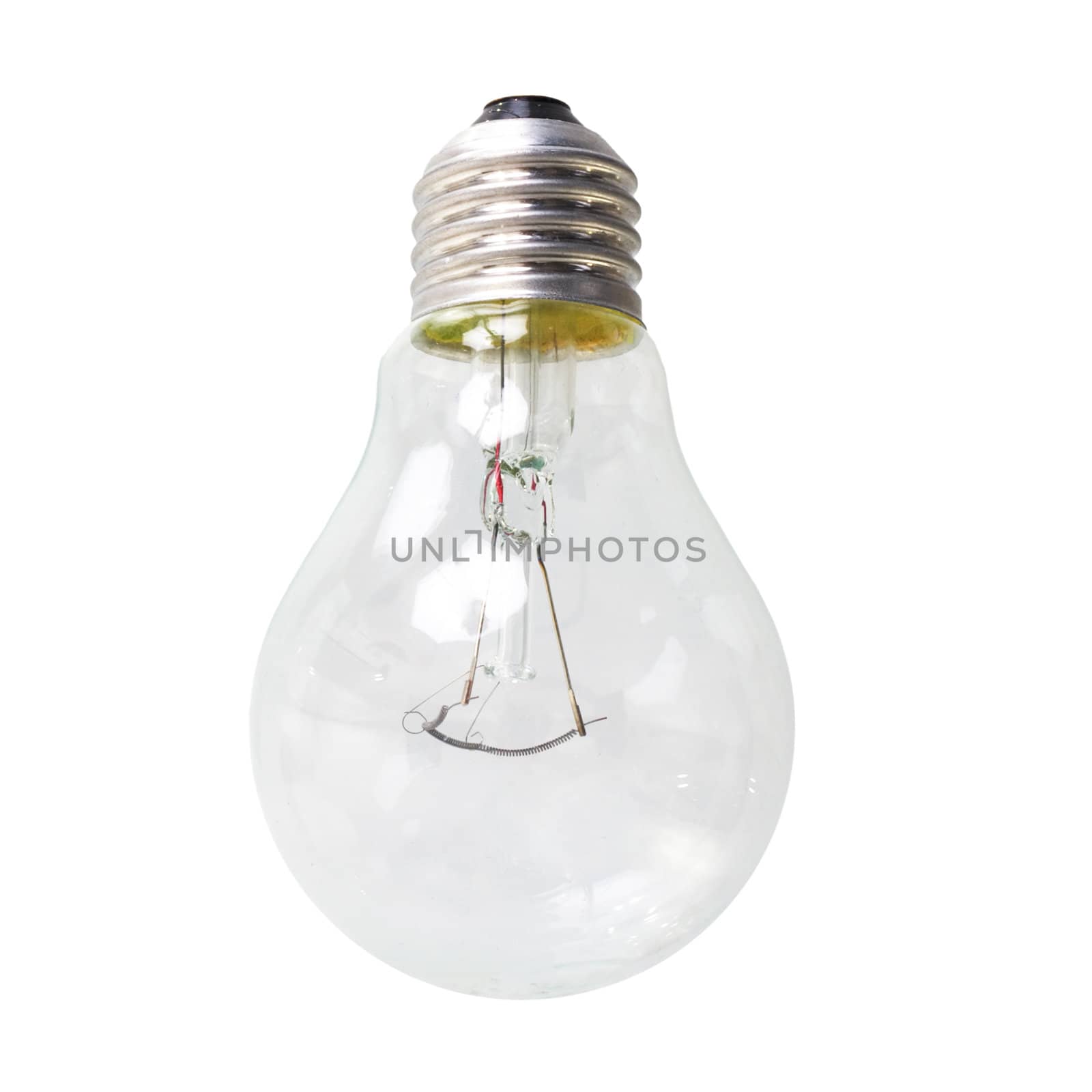 Single light bulb on the white background