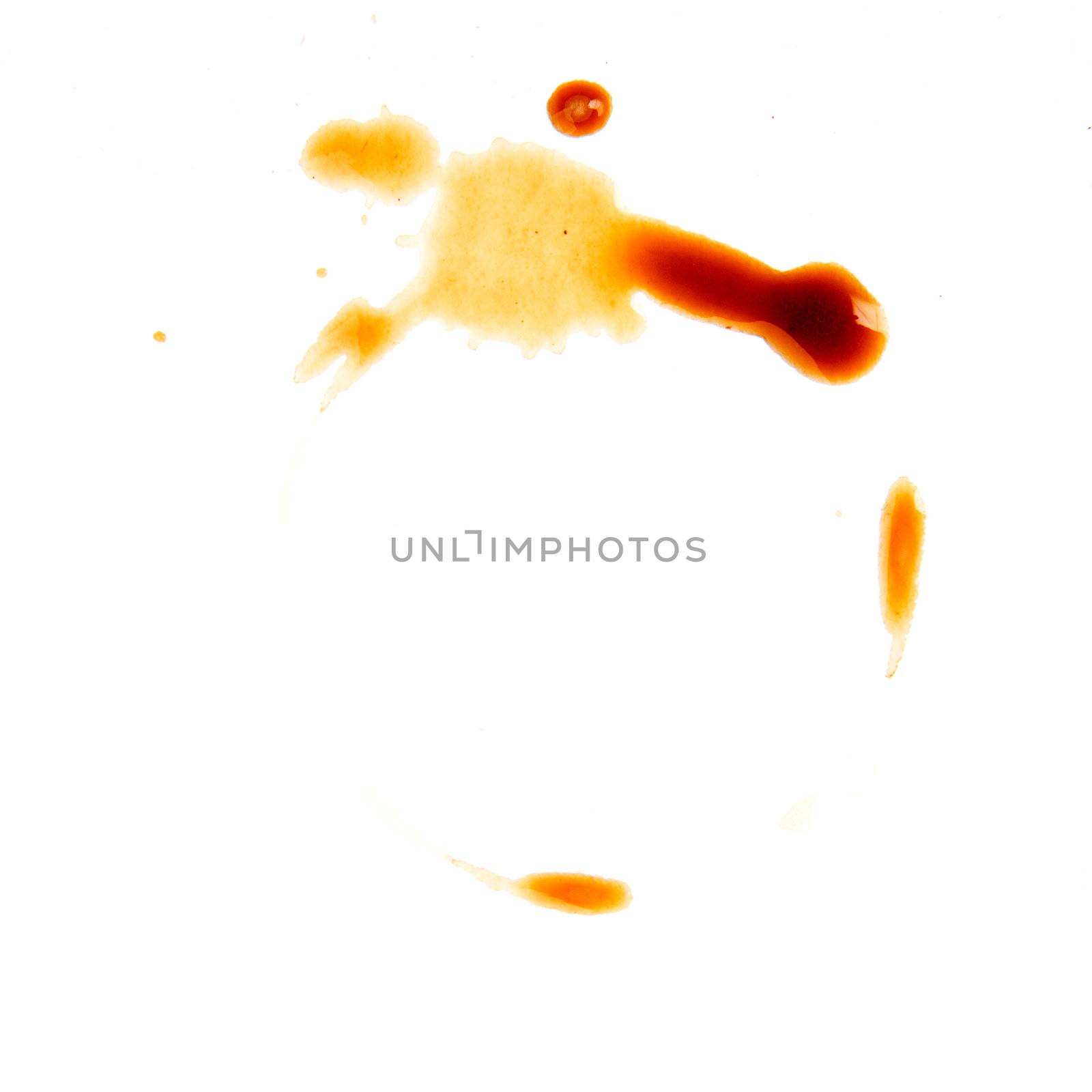 A fresh coffee stain isolated on white