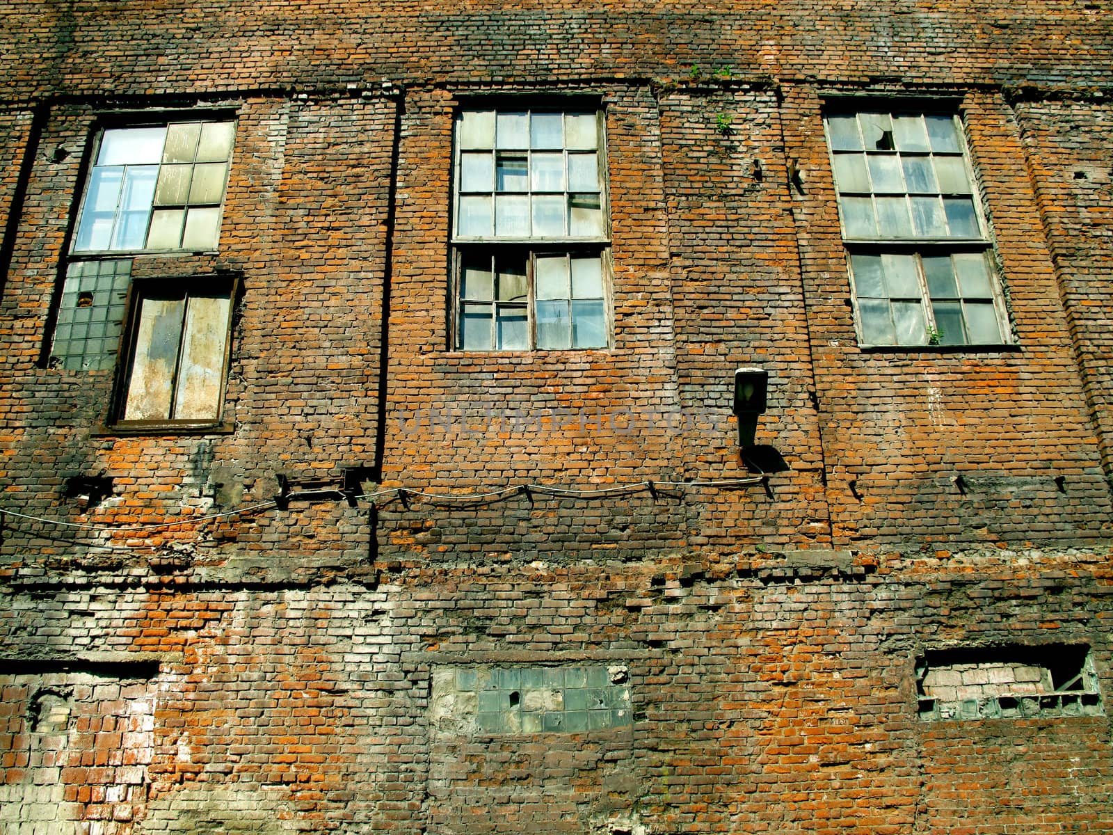 The brick wall of the old factory in Moscow, Russia