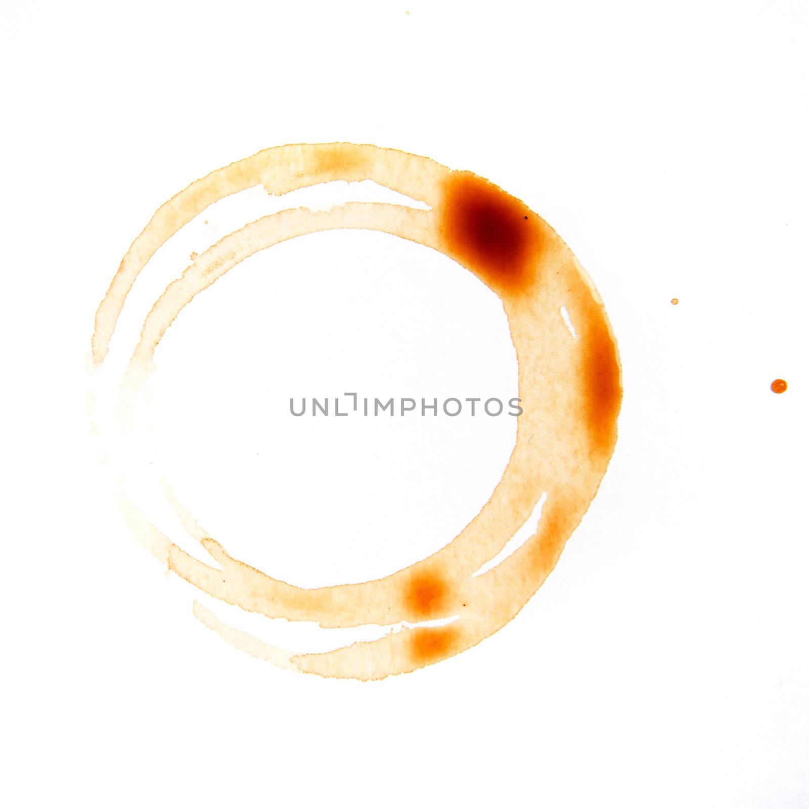 A fresh coffee stain isolated on white