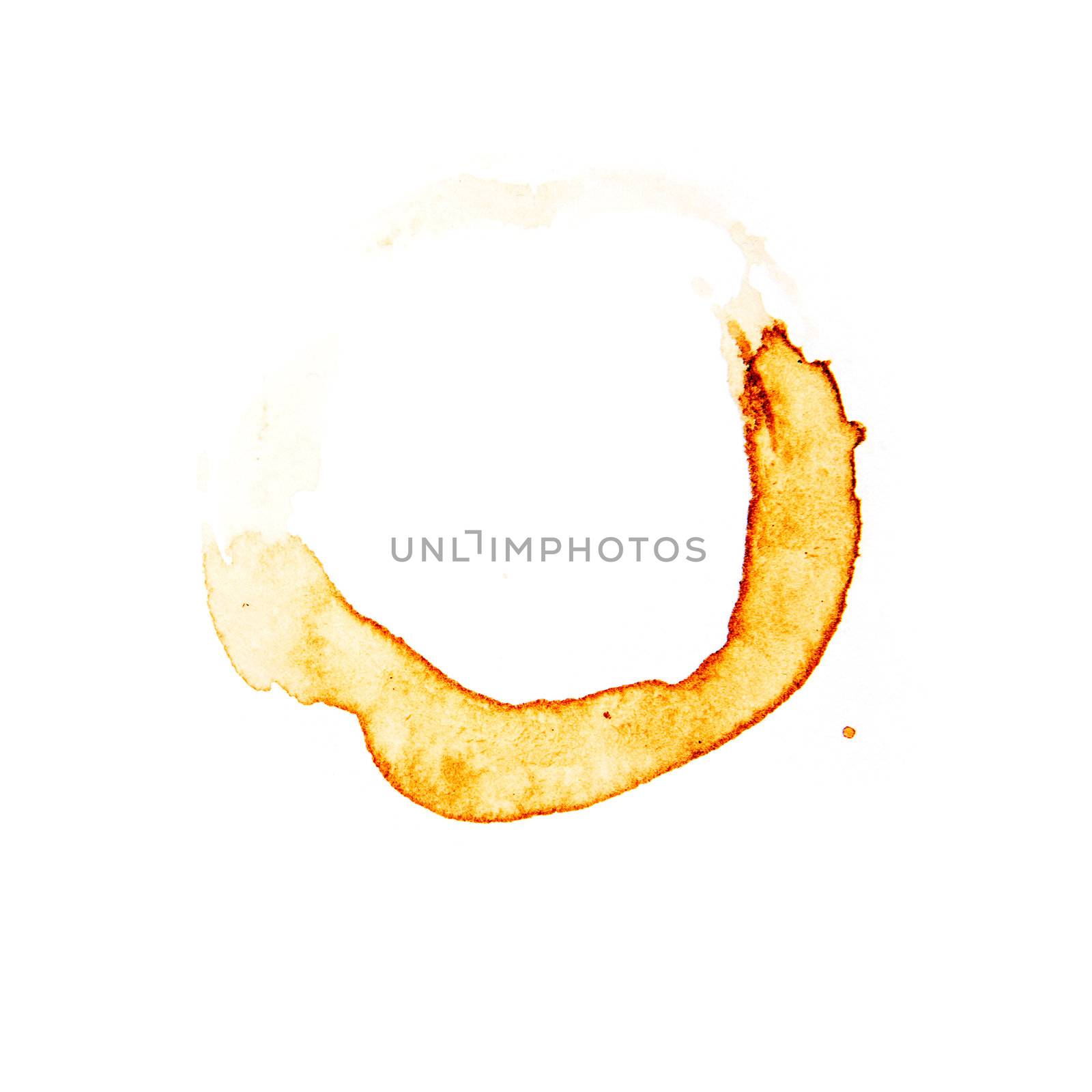 A coffee stain on a desk or paper isolated on white