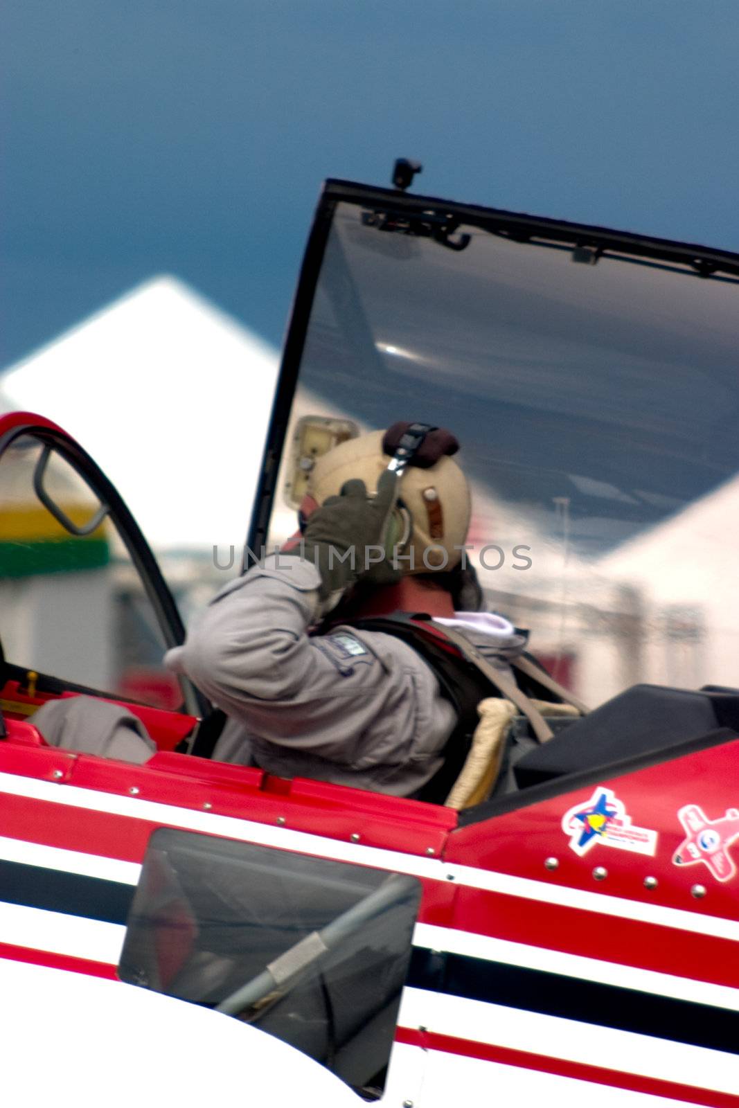 A view of open cockpit, when pilot put off the phones