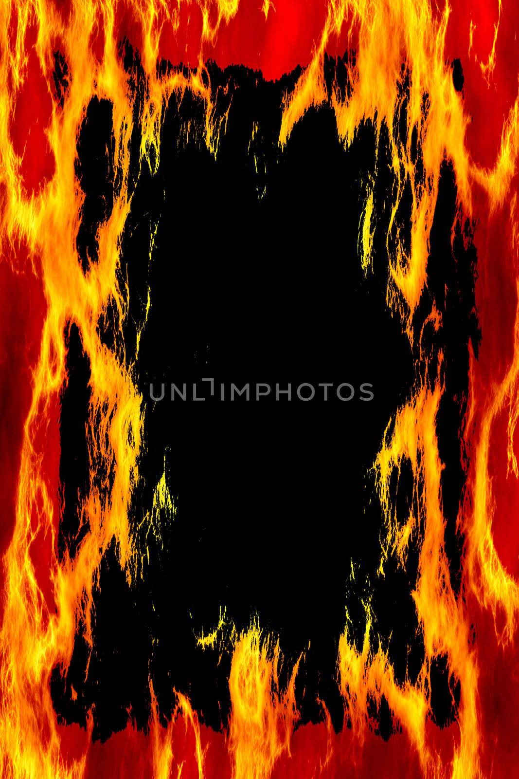 fire flames frame, isolated over black