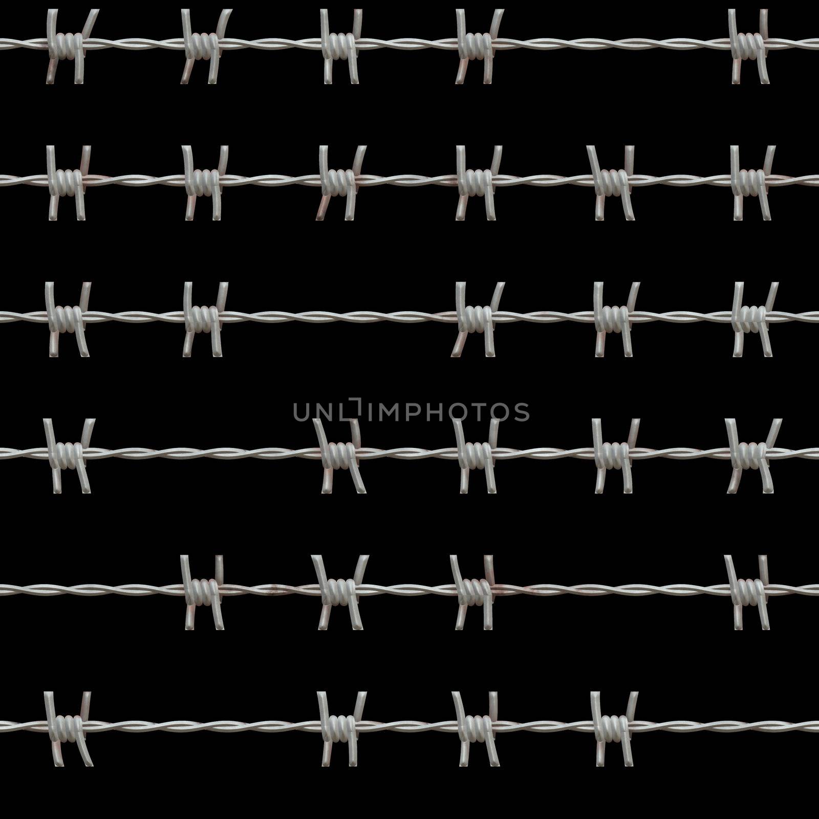 barbed wire isolated over black, tiles seamless as a pattern