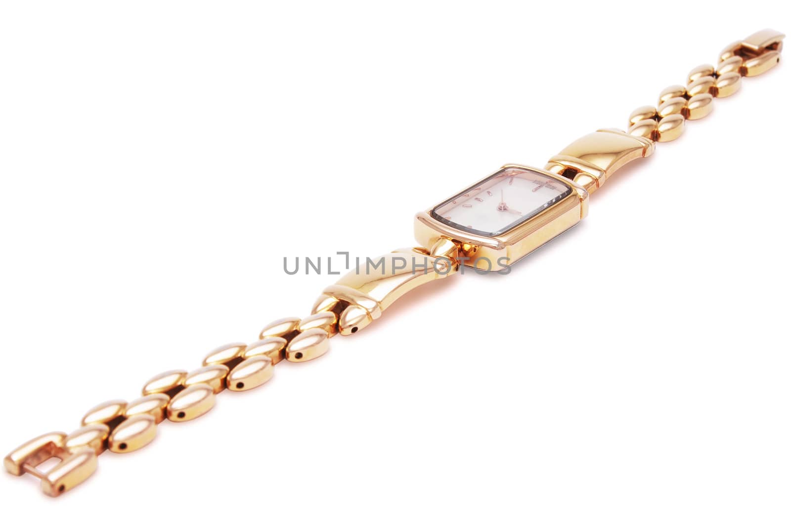 Golden Wristwatches isolated on the white background